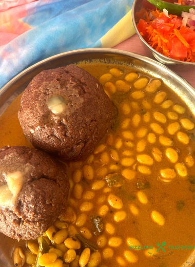 A traditional Karnataka style steamed finger millet dumpling. Served with sambhar or curry for a filling meal