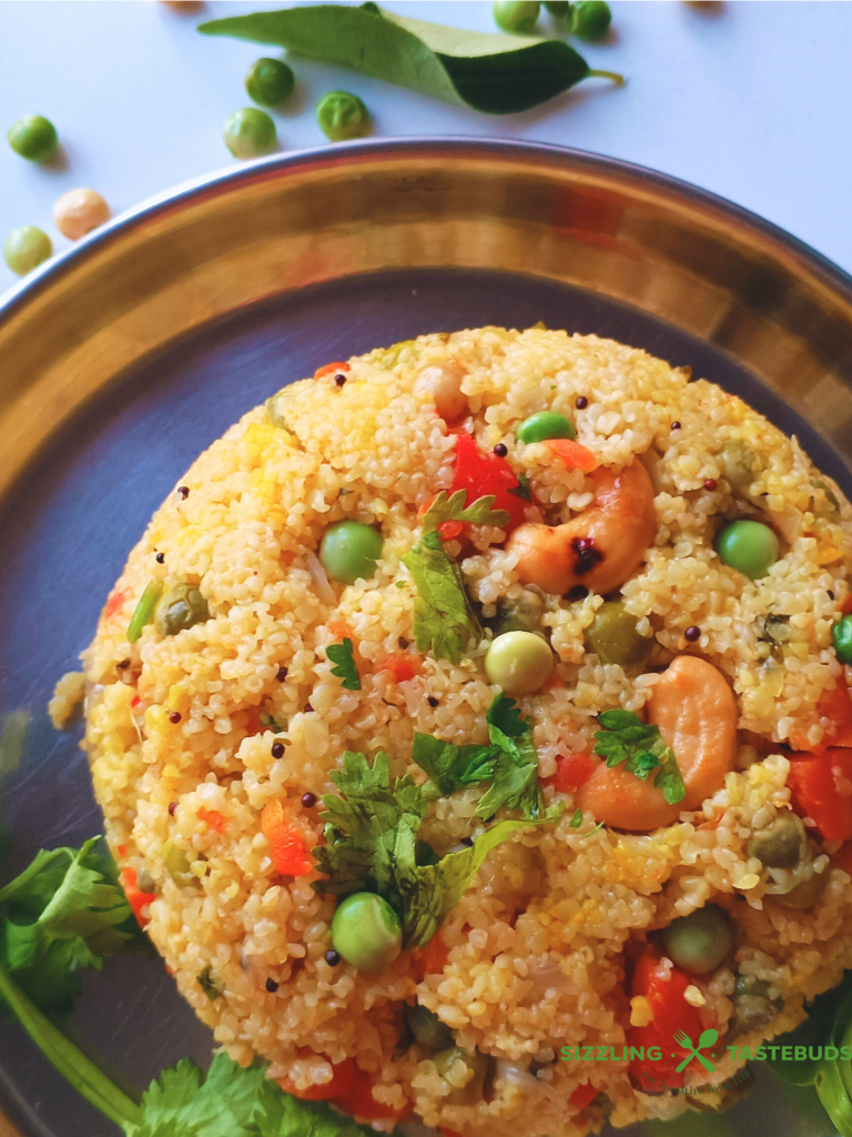 Let’s make an easy-peasy fibre-loaded Upma with Lapsi / broken wheat, loads of veggies and basic kitchen staples. Can be served for breakfast, brunch or dinner.