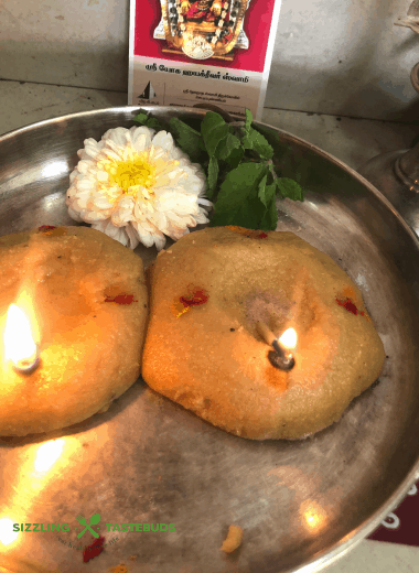 A traditional lamp lit for Lord Balaji (Venkateswara) - Lord of the Seven Hills This lamp is made with homemade rice flour and lit at home for the prosperity and Blessings from the Lord.