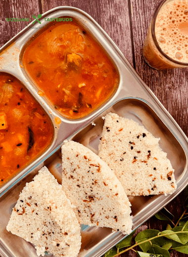 Pepper Idli or Milagu Idly is an Idli variant with whole peppercorns and spices added to the batter and steamed. Served with chutney or sambar