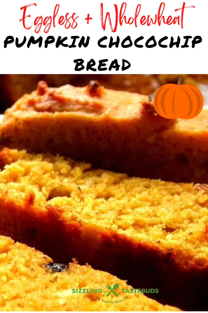 Eggless Pupkin Chocochip bread is a delightful chocolatey bread perfect for teatime and Fall