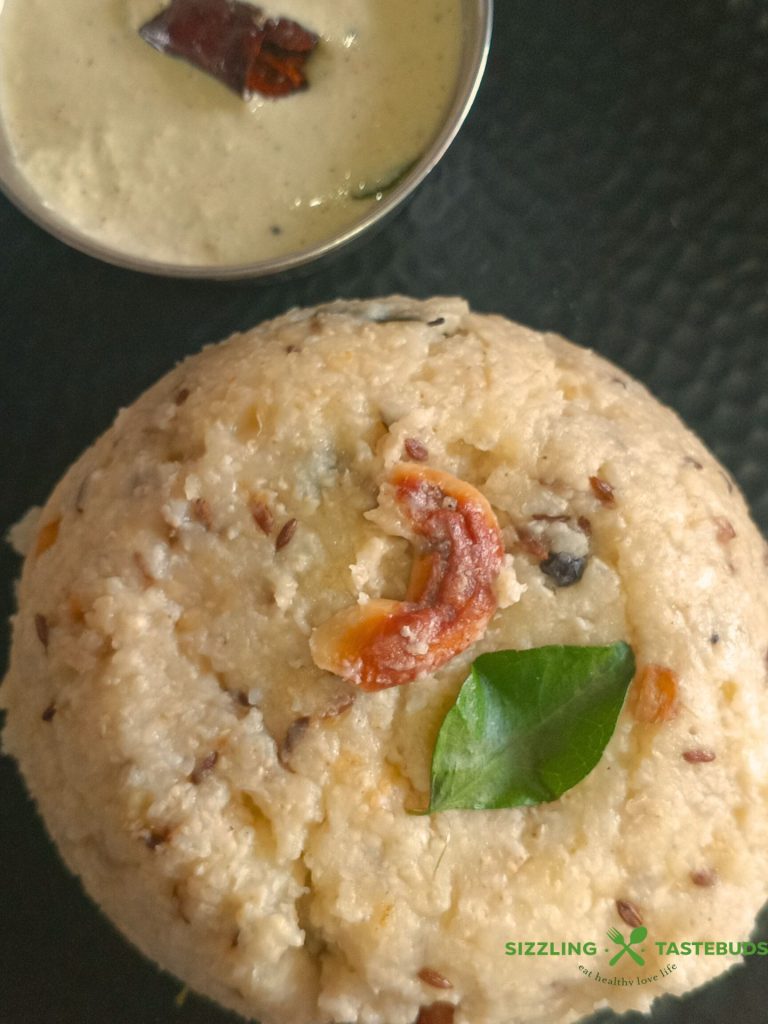 Thinai Pongal or Foxtail millet pongal is a savoury, millet-based Gluten Free dish. Served for breakfast or a light dinner with Chutney, Sambhar or Avial.