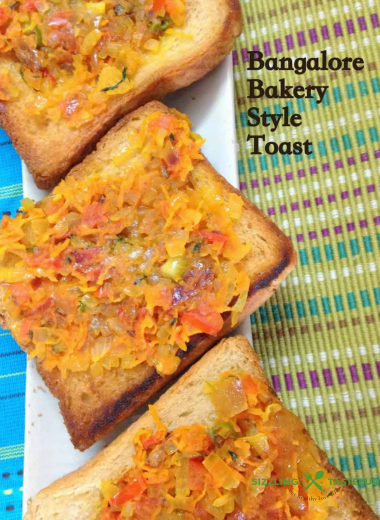 Bakery Style Masala Toast is a delicious and quick snack made with leftover bread. Serve as is or with some ketchup.