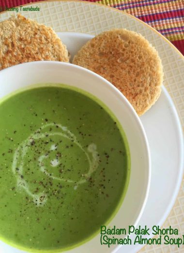 Palak Shorba is a quick and nutritious soup with spinach, broccoli and almonds. Can be served as an appetiser or as brunch.