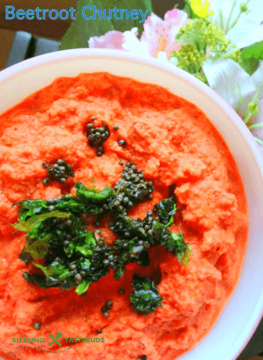 Beetroot chutney is a vegan, Gluten free dip or chutney made with beets and coconut. Served as a dip to Indian Breakfast dishes