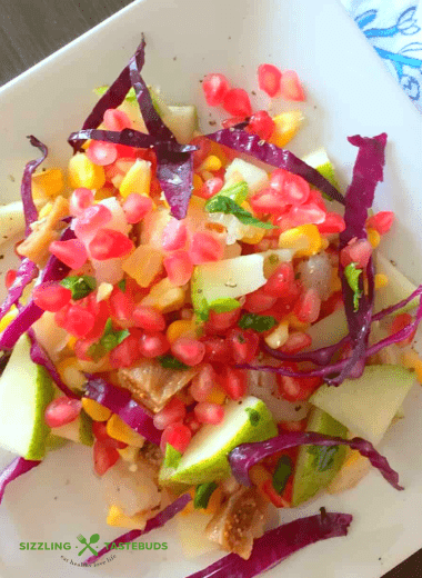 Pear Pomegranate Salad with Apple Cider dressing is a quick and delicious fuss-free salad perfect for Spring or Summer, eaten as a salad or meal by itself