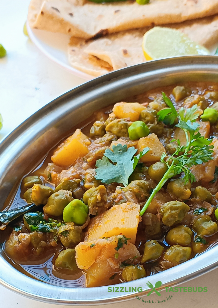 Aloo Choliya or Potatoes with Fresh Garbanzo is a quick and delish Gluten Free and Vegan curry made with the seasonal fresh chickpeas or Choliya. Served with Rice or any flatbread.