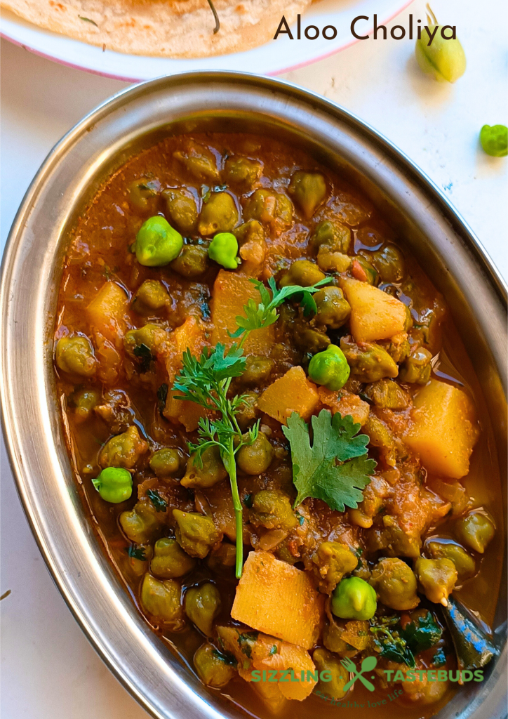 Aloo Choliya or Potatoes with Fresh Garbanzo is a quick and delish Gluten Free and Vegan curry made with the seasonal fresh chickpeas or Choliya. Served with Rice or any flatbread.