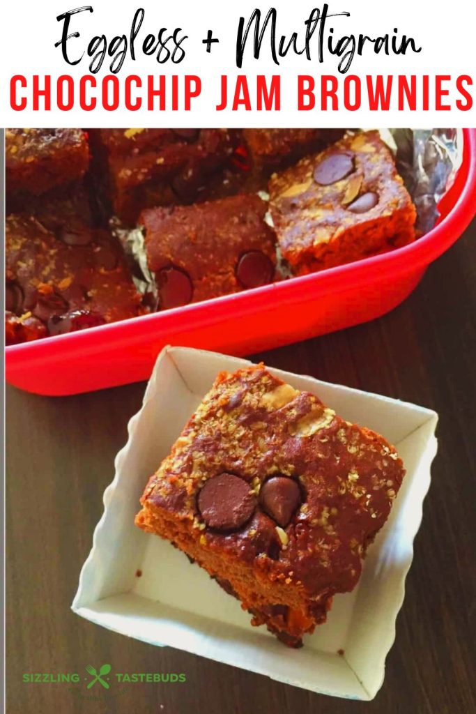 Let’s make decadent  Eggless Multigrain Choco Chip Brownies.  Perfect for a healthy indulgence or a quick celebration. 