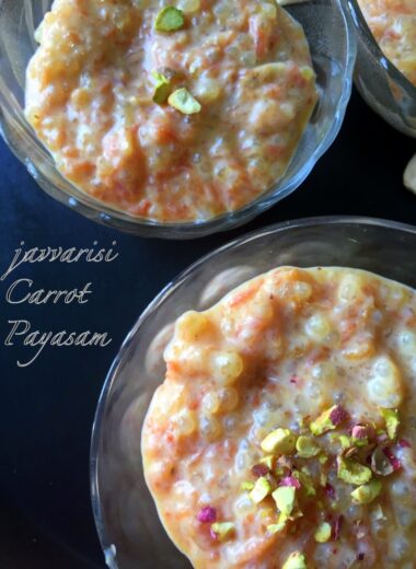 Carrot Sago Kheer or Javvarisi Carrot Pasayam is a quick deiicious kheer or pudding that can be put together for festivals or celebrations.