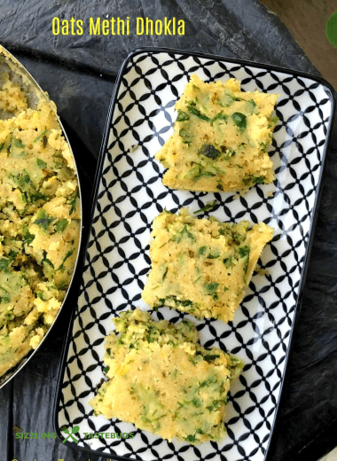 Oats Methi Dhokla is a spongy, soft and steamed snack using Oats and fenugreek leaves. Served with Green chutney or some sauce.