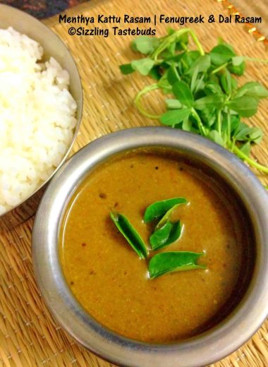 Menthye Kattina Saaru is an aromatic thick broth or Rasam with the goodness of fresh fenugreek leaves, cooked lentils in a spicy base. Served with steamed rice or Ragi mudde.